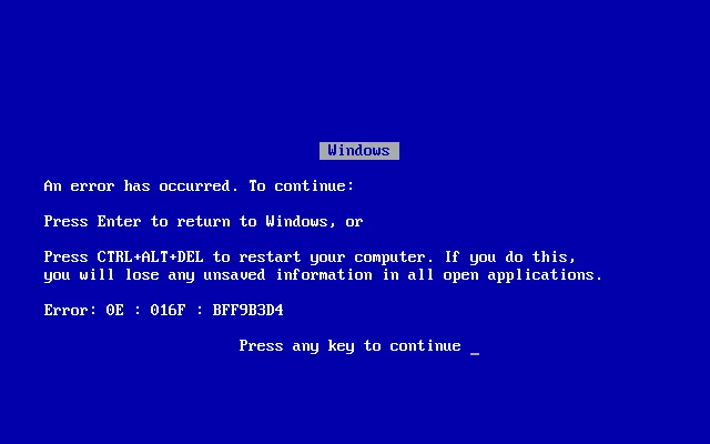 Blue screen